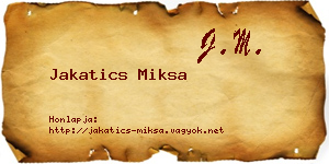 Jakatics Miksa névjegykártya